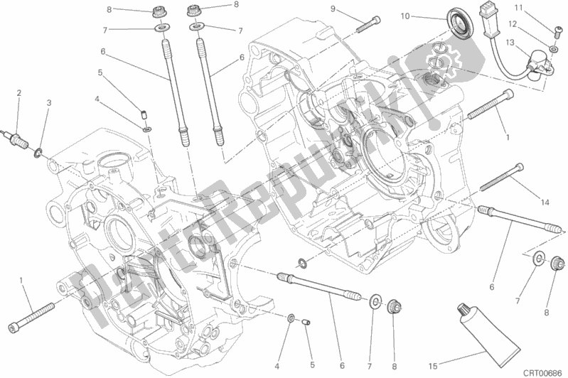 All parts for the Half-crankcases Pair of the Ducati Scrambler Urban Enduro Thailand USA 803 2015